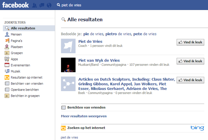 facebook zoeken stap 2