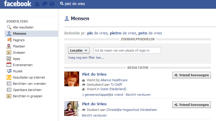 facebook zoeken stap 4